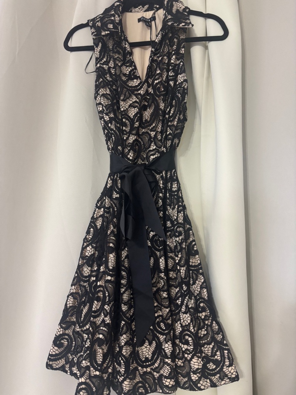 Roz & Ali Black Lace Dress with Nude Lining